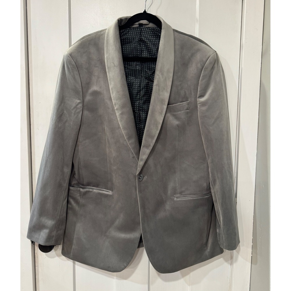 Jos A Bank 42R Mens Grey Faux Sued Lapel Tailored Fit Tuxedo Blazer Jacket
